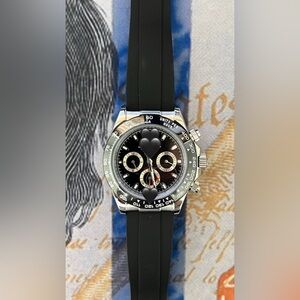 Men’s Luxury Daytona Style Automatic Stainless Steel Watch Black Dial 40mm